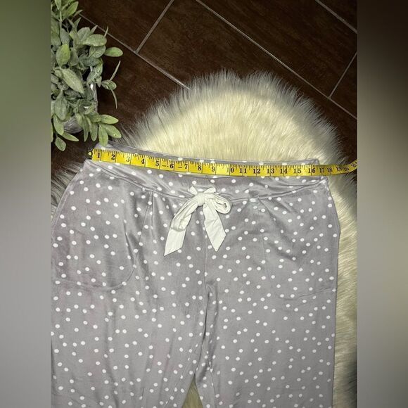 SOMAWKND Sunday Velour Lounge grey and white polka dots pants sz medium - Picture 8 of 10